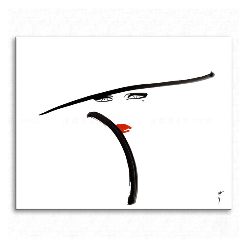 Woman with Hat Wall Art Minimalism Beautiful Figure Drawing Canvas Print in White Clearhalo 'Art Gallery' 'Canvas Art' 'Contemporary Art Gallery' 'Contemporary Art' 'Minimalism' 'Minimalist Art Gallery' 'Scandinavian' Arts' 1706844
