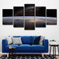 Sci-Fi Milky Way Canvas Print Black Aerial View of Planet Skyline Wall Art Decor Clearhalo 'Art Gallery' 'Canvas Art' 'Kids' Arts' 1706849