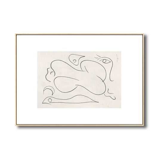 Pencil Line Sketch Figure Canvas Simple Bizarre Abstract Drawing Wall Art in White Clearhalo 'Art Gallery' 'Canvas Art' 'Contemporary Art Gallery' 'Contemporary Art' 'Minimalism' 'Minimalist Art Gallery' 'Scandinavian' Arts' 1706864