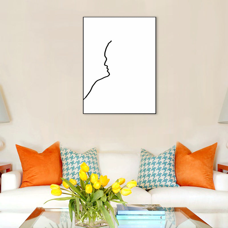 Figure Line Drawing Art Print Black and White Canvas Wall Decor for Home, Texture White Design 5 Clearhalo 'Art Gallery' 'Canvas Art' 'Contemporary Art Gallery' 'Contemporary Art' 'Minimalism' 'Minimalist Art Gallery' 'Scandinavian' Arts' 1706868