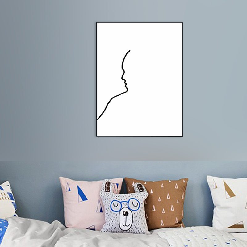 Figure Line Drawing Art Print Black and White Canvas Wall Decor for Home, Texture Clearhalo 'Art Gallery' 'Canvas Art' 'Contemporary Art Gallery' 'Contemporary Art' 'Minimalism' 'Minimalist Art Gallery' 'Scandinavian' Arts' 1706869