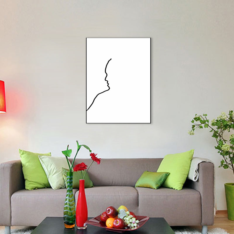 Figure Line Drawing Art Print Black and White Canvas Wall Decor for Home, Texture Clearhalo 'Art Gallery' 'Canvas Art' 'Contemporary Art Gallery' 'Contemporary Art' 'Minimalism' 'Minimalist Art Gallery' 'Scandinavian' Arts' 1706870