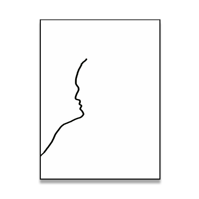 Figure Line Drawing Art Print Black and White Canvas Wall Decor for Home, Texture Clearhalo 'Art Gallery' 'Canvas Art' 'Contemporary Art Gallery' 'Contemporary Art' 'Minimalism' 'Minimalist Art Gallery' 'Scandinavian' Arts' 1706871