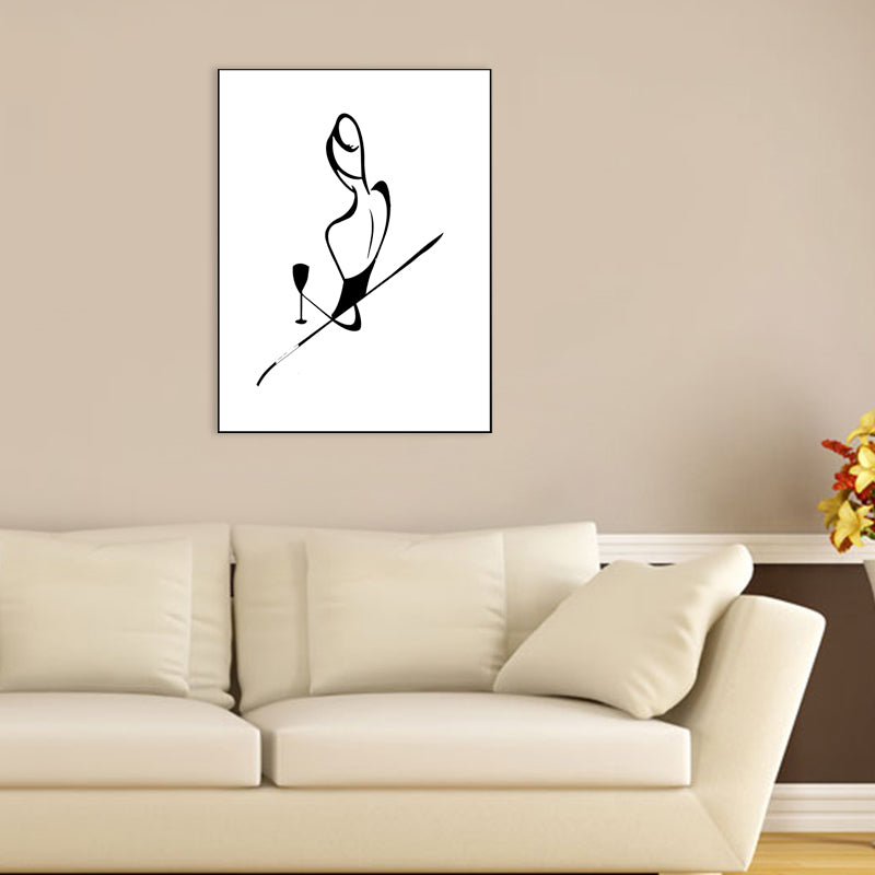 Figure Line Drawing Art Print Black and White Canvas Wall Decor for Home, Texture White Design 2 Clearhalo 'Art Gallery' 'Canvas Art' 'Contemporary Art Gallery' 'Contemporary Art' 'Minimalism' 'Minimalist Art Gallery' 'Scandinavian' Arts' 1706875