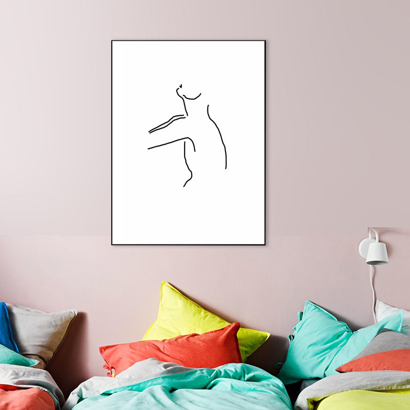 Figure Line Drawing Art Print Black and White Canvas Wall Decor for Home, Texture White Design 4 Clearhalo 'Art Gallery' 'Canvas Art' 'Contemporary Art Gallery' 'Contemporary Art' 'Minimalism' 'Minimalist Art Gallery' 'Scandinavian' Arts' 1706879