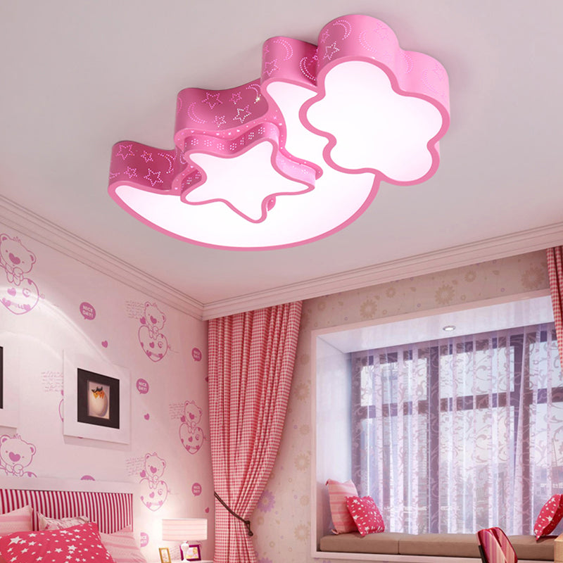 Kids Cloud and Crescent Ceiling Light Acrylic Candy Colored Flush Mount Light for Hallway Pink Clearhalo 'Ceiling Lights' 'Close To Ceiling Lights' 'Close to ceiling' 'Flush mount' Lighting' 170688