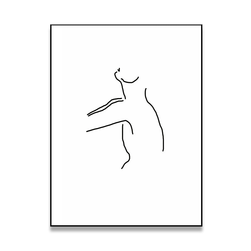 Figure Line Drawing Art Print Black and White Canvas Wall Decor for Home, Texture Clearhalo 'Art Gallery' 'Canvas Art' 'Contemporary Art Gallery' 'Contemporary Art' 'Minimalism' 'Minimalist Art Gallery' 'Scandinavian' Arts' 1706882
