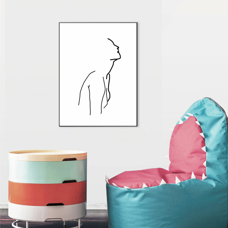 Figure Line Drawing Art Print Black and White Canvas Wall Decor for Home, Texture White Design 3 Clearhalo 'Art Gallery' 'Canvas Art' 'Contemporary Art Gallery' 'Contemporary Art' 'Minimalism' 'Minimalist Art Gallery' 'Scandinavian' Arts' 1706883