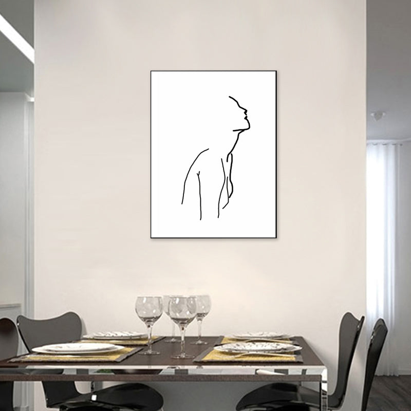 Figure Line Drawing Art Print Black and White Canvas Wall Decor for Home, Texture Clearhalo 'Art Gallery' 'Canvas Art' 'Contemporary Art Gallery' 'Contemporary Art' 'Minimalism' 'Minimalist Art Gallery' 'Scandinavian' Arts' 1706884