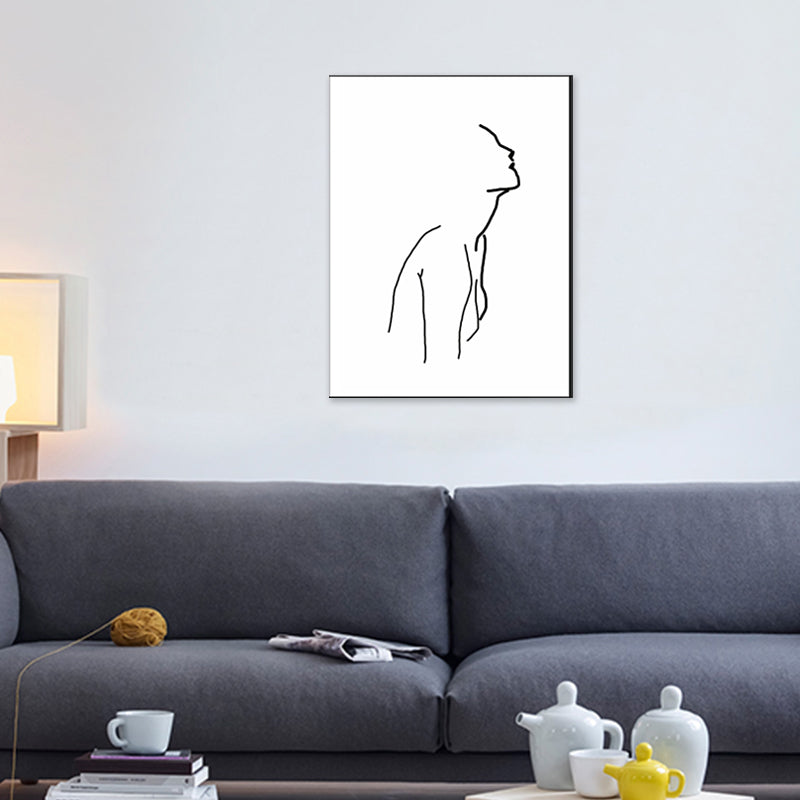 Figure Line Drawing Art Print Black and White Canvas Wall Decor for Home, Texture Clearhalo 'Art Gallery' 'Canvas Art' 'Contemporary Art Gallery' 'Contemporary Art' 'Minimalism' 'Minimalist Art Gallery' 'Scandinavian' Arts' 1706885