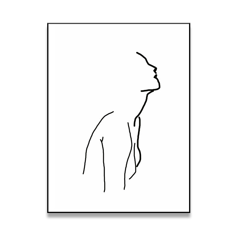 Figure Line Drawing Art Print Black and White Canvas Wall Decor for Home, Texture Clearhalo 'Art Gallery' 'Canvas Art' 'Contemporary Art Gallery' 'Contemporary Art' 'Minimalism' 'Minimalist Art Gallery' 'Scandinavian' Arts' 1706886