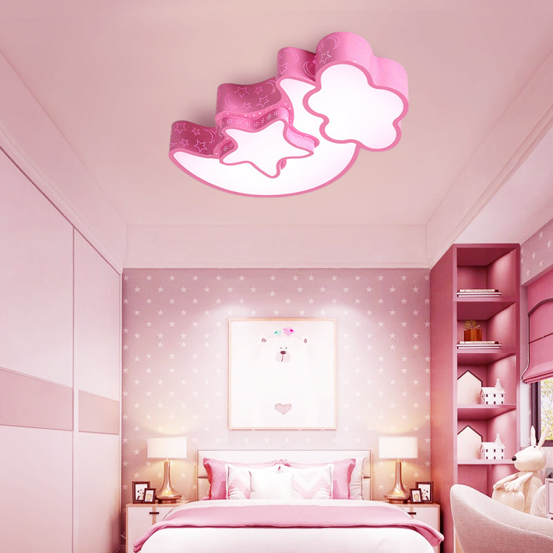 Kids Cloud and Crescent Ceiling Light Acrylic Candy Colored Flush Mount Light for Hallway Clearhalo 'Ceiling Lights' 'Close To Ceiling Lights' 'Close to ceiling' 'Flush mount' Lighting' 170689