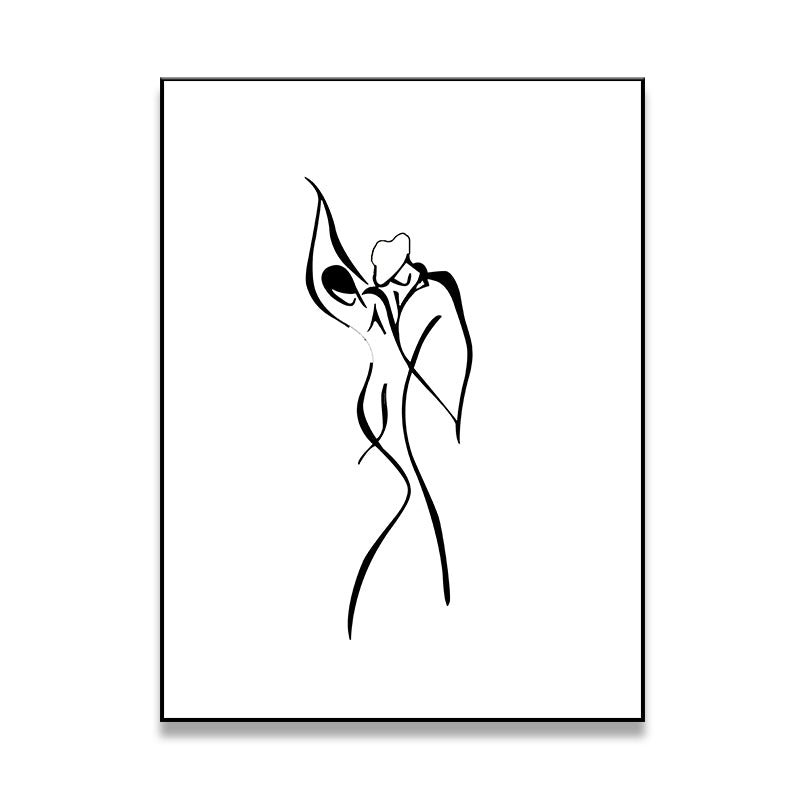 Figure Line Drawing Art Print Black and White Canvas Wall Decor for Home, Texture Clearhalo 'Art Gallery' 'Canvas Art' 'Contemporary Art Gallery' 'Contemporary Art' 'Minimalism' 'Minimalist Art Gallery' 'Scandinavian' Arts' 1706890