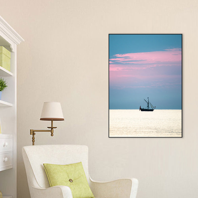 Tropix Canvas Wall Art Pink and Blue Ocean Scenery with Sunset Glow Wall Decoration Clearhalo 'Art Gallery' 'Canvas Art' 'Coastal Art Gallery' 'Nautical' Arts' 1706913