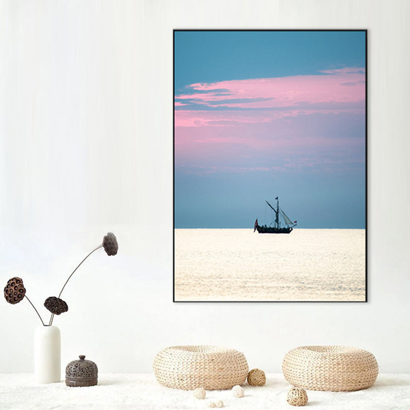 Tropix Canvas Wall Art Pink and Blue Ocean Scenery with Sunset Glow Wall Decoration Clearhalo 'Art Gallery' 'Canvas Art' 'Coastal Art Gallery' 'Nautical' Arts' 1706914