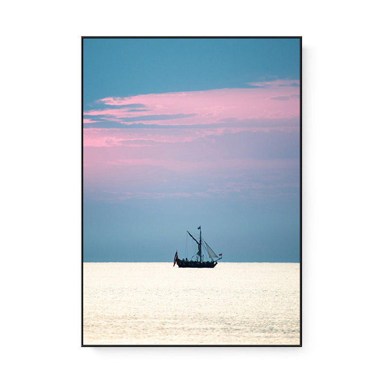 Tropix Canvas Wall Art Pink and Blue Ocean Scenery with Sunset Glow Wall Decoration Clearhalo 'Art Gallery' 'Canvas Art' 'Coastal Art Gallery' 'Nautical' Arts' 1706915