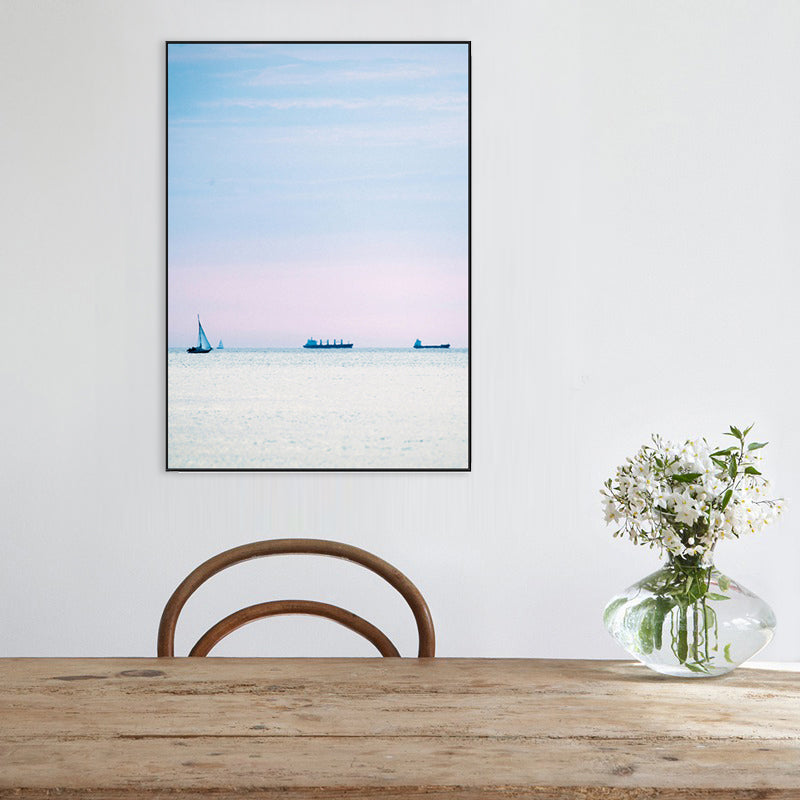 Tropix Canvas Wall Art Pink and Blue Ocean Scenery with Sunset Glow Wall Decoration Light Blue Clearhalo 'Art Gallery' 'Canvas Art' 'Coastal Art Gallery' 'Nautical' Arts' 1706919