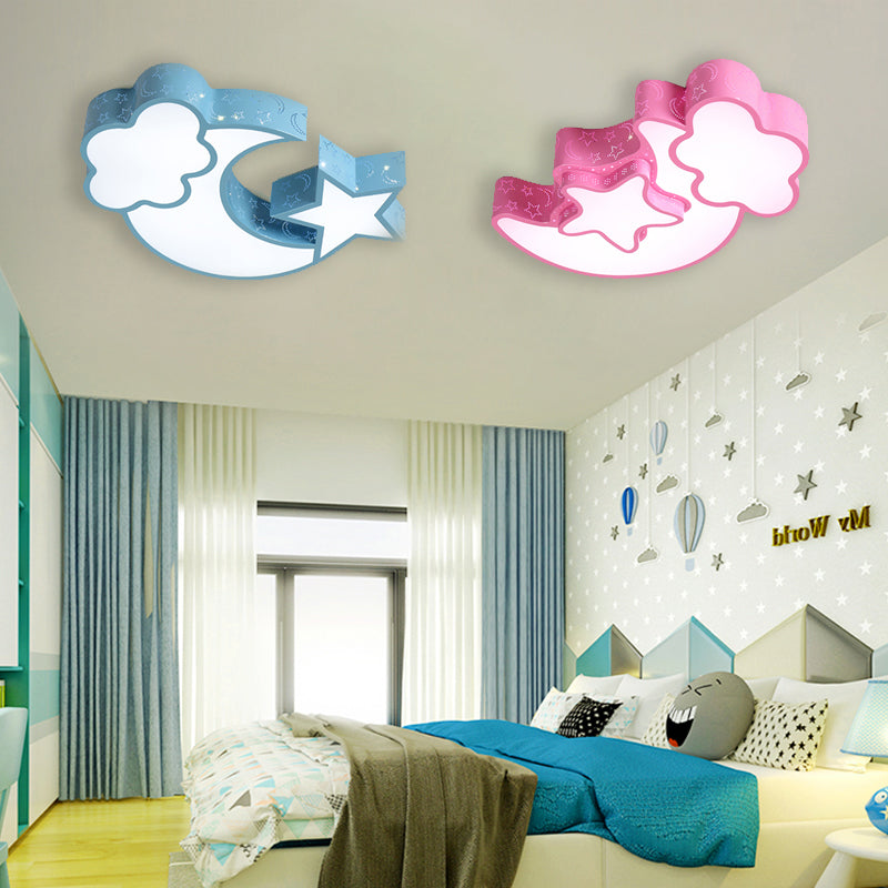 Kids Cloud and Crescent Ceiling Light Acrylic Candy Colored Flush Mount Light for Hallway Clearhalo 'Ceiling Lights' 'Close To Ceiling Lights' 'Close to ceiling' 'Flush mount' Lighting' 170692