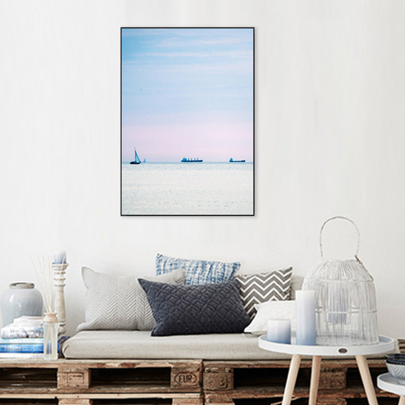Tropix Canvas Wall Art Pink and Blue Ocean Scenery with Sunset Glow Wall Decoration Clearhalo 'Art Gallery' 'Canvas Art' 'Coastal Art Gallery' 'Nautical' Arts' 1706921