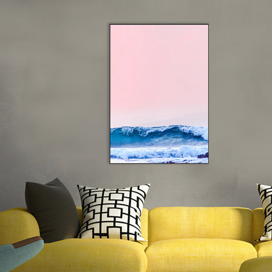 Tropix Canvas Wall Art Pink and Blue Ocean Scenery with Sunset Glow Wall Decoration Pink