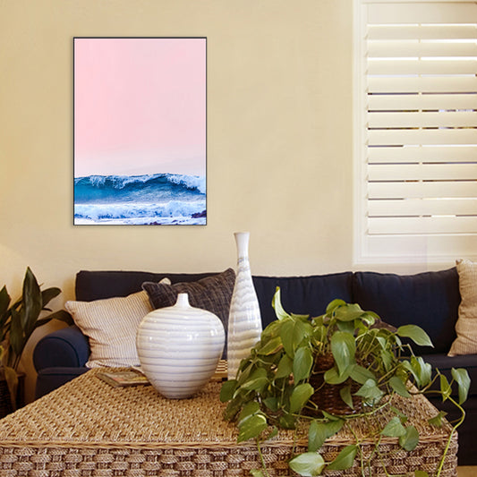 Tropix Canvas Wall Art Pink and Blue Ocean Scenery with Sunset Glow Wall Decoration Clearhalo 'Art Gallery' 'Canvas Art' 'Coastal Art Gallery' 'Nautical' Arts' 1706925