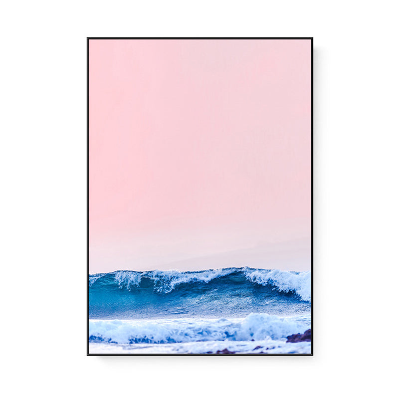 Tropix Canvas Wall Art Pink and Blue Ocean Scenery with Sunset Glow Wall Decoration Clearhalo 'Art Gallery' 'Canvas Art' 'Coastal Art Gallery' 'Nautical' Arts' 1706926