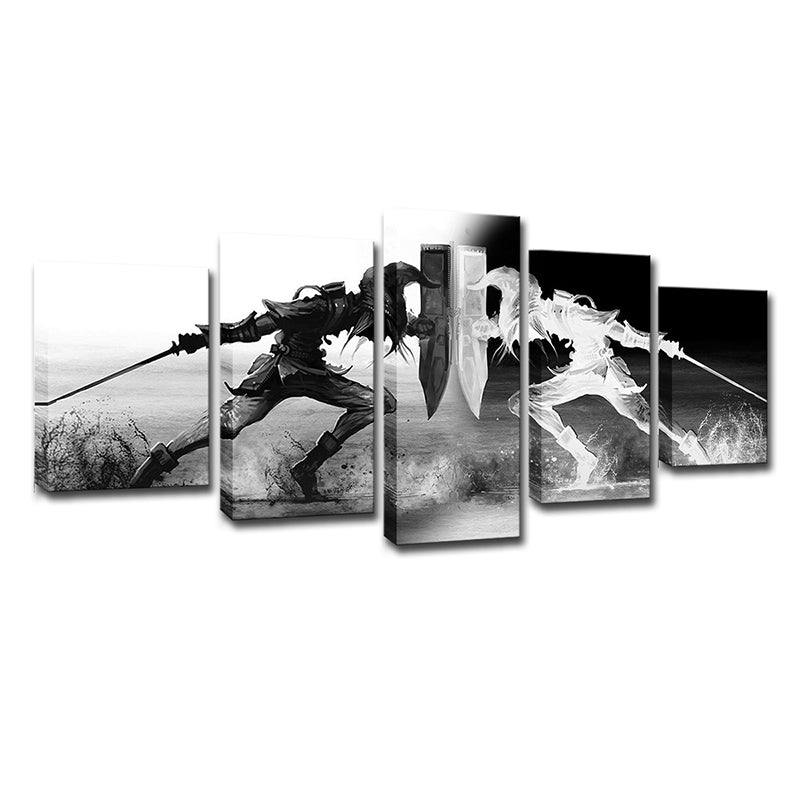 Legend of Zelda Game Canvas Grey and White Kids Wall Art Decor for House Interior Clearhalo 'Art Gallery' 'Canvas Art' 'Kids' Arts' 1706951