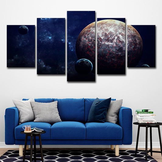 Planet Space Scenery Wall Art Dark Blue Canvas Print Wall Decor, Multi-Piece Dark Blue Clearhalo 'Art Gallery' 'Canvas Art' 'Kids' Arts' 1706955