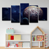 Planet Space Scenery Wall Art Dark Blue Canvas Print Wall Decor, Multi-Piece Clearhalo 'Art Gallery' 'Canvas Art' 'Kids' Arts' 1706956