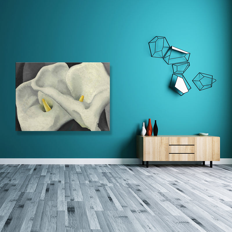 Dual Calla Lily Canvas Print Textured Traditional Living Room Wall Art Decor���Multiple Sizes��� White Clearhalo 'Art Gallery' 'Canvas Art' 'Traditional' Arts' 1707014