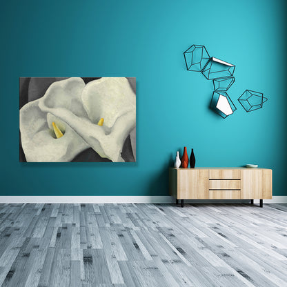 Dual Calla Lily Canvas Print Textured Traditional Living Room Wall Art Decor（Multiple Sizes） White Clearhalo 'Arts' 'Canvas Art' 1707014_ed6ff300-b31e-400b-9b0e-5f8118588321