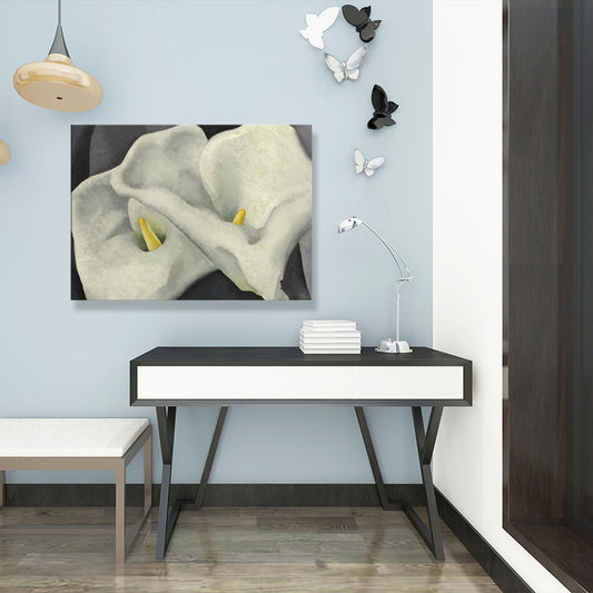 Dual Calla Lily Canvas Print Textured Traditional Living Room Wall Art Decor���Multiple Sizes��� Clearhalo 'Art Gallery' 'Canvas Art' 'Traditional' Arts' 1707015
