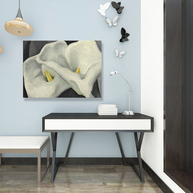 Double Calla Lily Canvas Print Textured Traditional Living Room Wall Art Decor （Plusieurs tailles）
