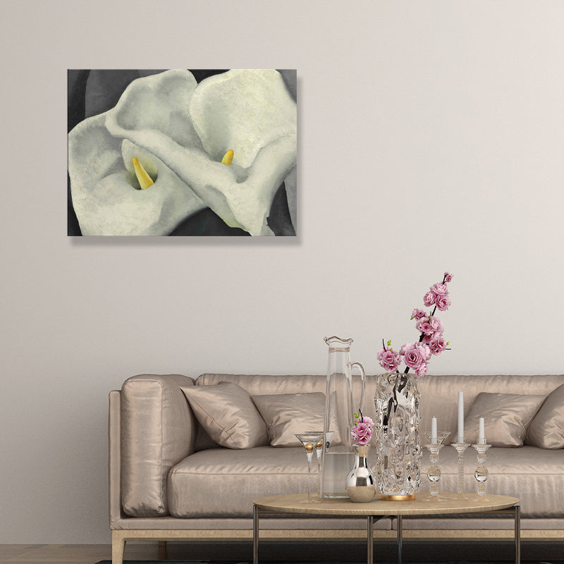Dual cala lily lily estampado estampado texturizó la sala de estar de la sala de estar decoración de arte de pared （tamaños múltiples）