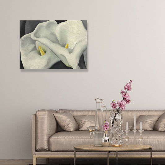 Dual Calla Lily Canvas Print Textured Traditional Living Room Wall Art Decor（Multiple Sizes） Clearhalo 'Arts' 'Canvas Art' 1707016