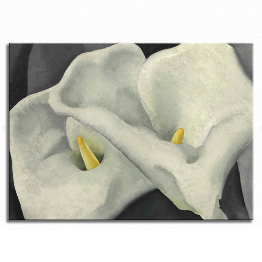 Dual Calla Lily Canvas Print Textured Traditional Living Room Wall Art Decor（Multiple Sizes）