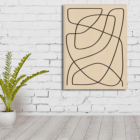 Minimal Free Line Canvas Art in Black on Beige Sitting Room Wall Decor, Textured Clearhalo 'Art Gallery' 'Canvas Art' 'Contemporary Art Gallery' 'Contemporary Art' 'Minimalism' 'Minimalist Art Gallery' 'Scandinavian' Arts' 1707022