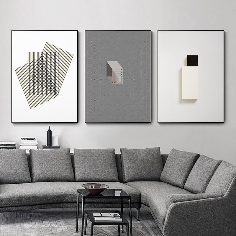 Geometric Shapes Wall Art Print Nordic Textured Living Room Wall Decor in Light Color