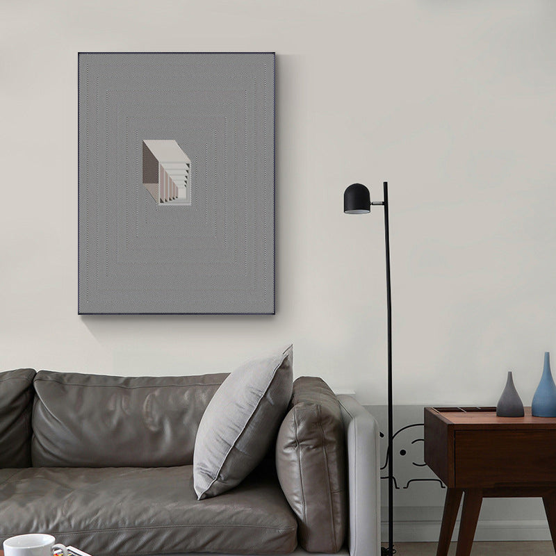 Geometric Shapes Wall Art Print Nordic Textured Living Room Wall Decor in Light Color Grey Clearhalo 'Arts' 'Canvas Art' 1707027