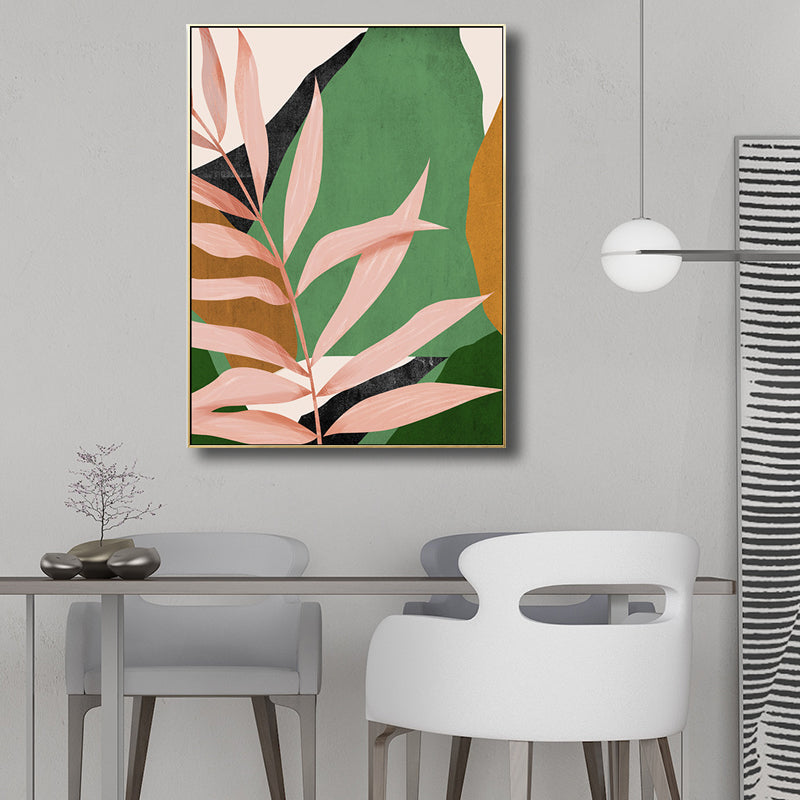 Nordic Botanics Leaf Wall Art Canvas Textured Green Wall Decor for Child Bedroom Green Clearhalo 'Arts' 'Canvas Art' 1707041