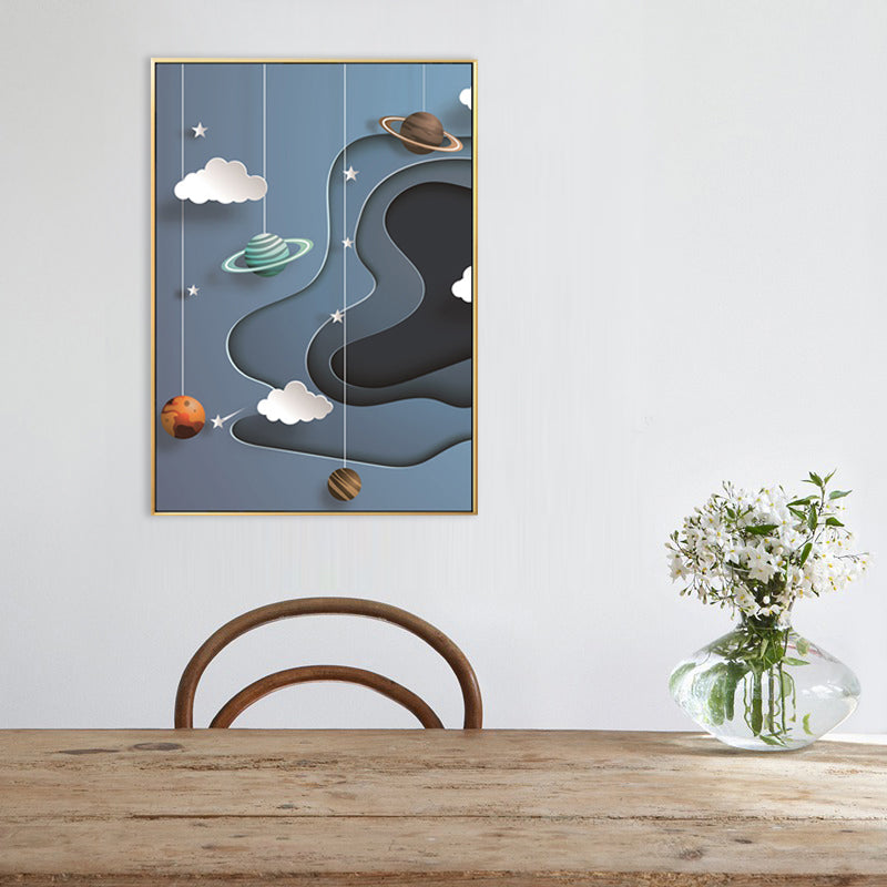 Children's Art Planets Painting Pastel Color Textured Wall Print for Kids Bedroom Clearhalo 'Art Gallery' 'Canvas Art' 'Kids' Arts' 1707070