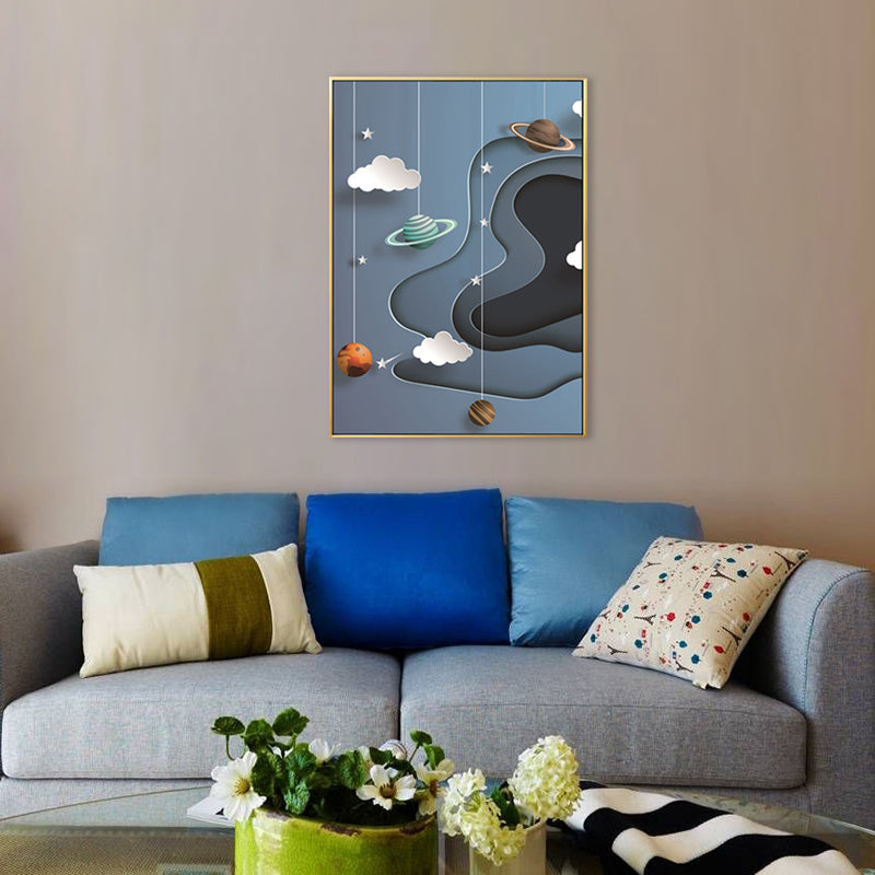 Children's Art Planets Painting Pastel Color Textured Wall Print for Kids Bedroom Clearhalo 'Art Gallery' 'Canvas Art' 'Kids' Arts' 1707071