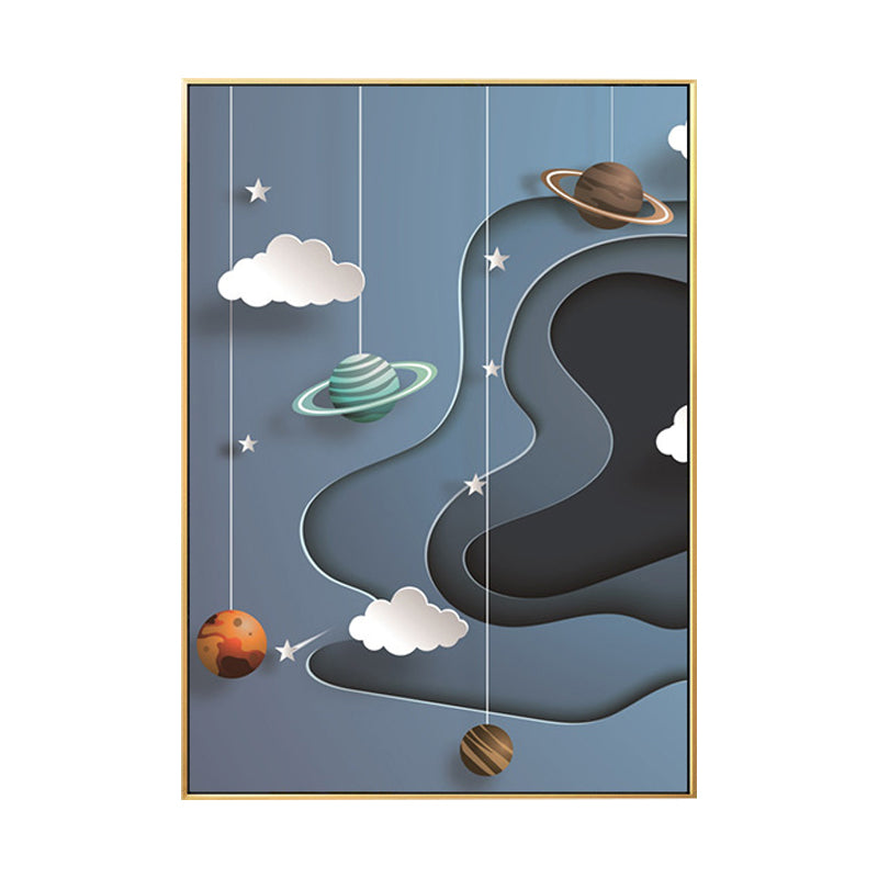 Children's Art Planets Painting Pastel Color Textured Wall Print for Kids Bedroom Clearhalo 'Art Gallery' 'Canvas Art' 'Kids' Arts' 1707072