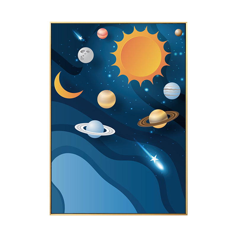 Children's Art Planets Painting Pastel Color Textured Wall Print for Kids Bedroom Clearhalo 'Art Gallery' 'Canvas Art' 'Kids' Arts' 1707083