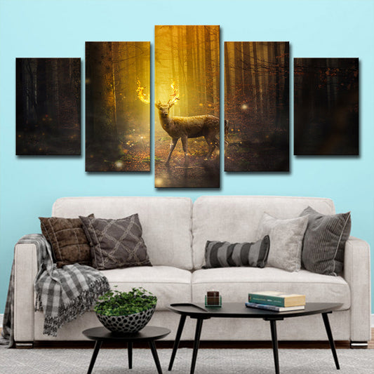 Brown Fall Forest Deer Canvas Multi-Piece Wall Art for House Interior Decor Clearhalo 'Art Gallery' 'Canvas Art' 'Contemporary Art Gallery' 'Modern' Arts' 1707099