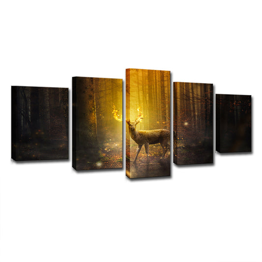 Brown Fall Forest Deer Canvas Multi-Piece Wall Art for House Interior Decor Clearhalo 'Art Gallery' 'Canvas Art' 'Contemporary Art Gallery' 'Modern' Arts' 1707101