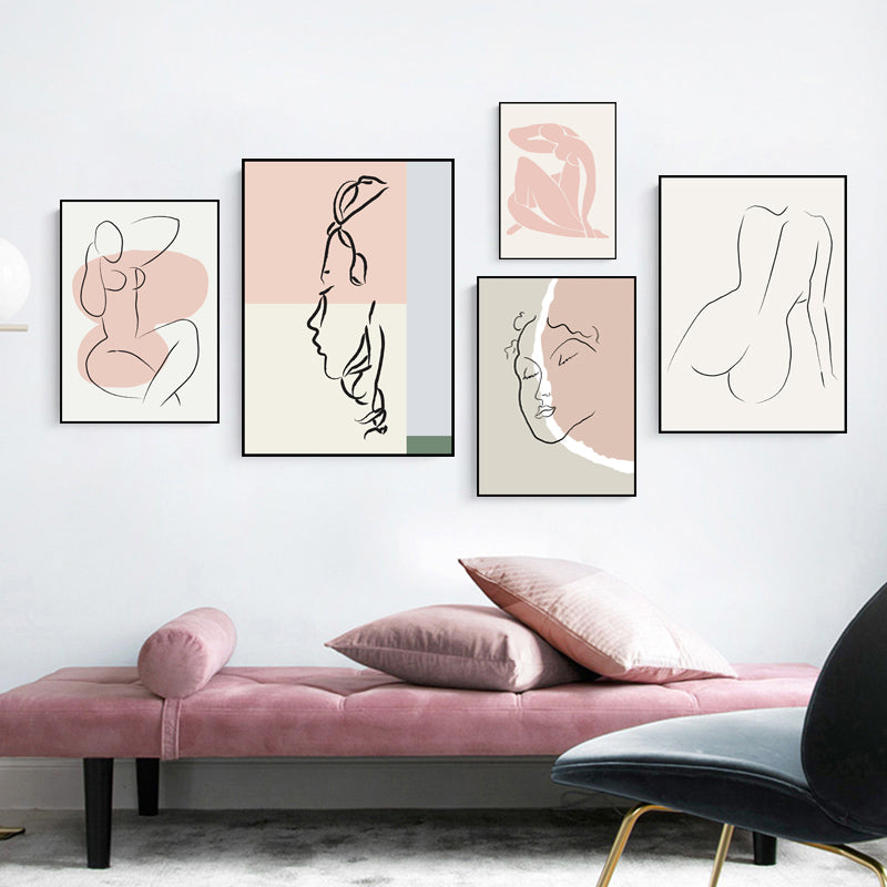 Scandinavian Style Wall Art Print Beige Nude Women Painting, Multiple Sizes Available Clearhalo 'Arts' 'Canvas Art' 1707105