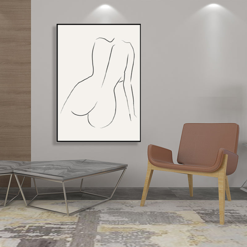Scandinavian Style Wall Art Print Beige Nude Women Painting, Multiple Sizes Available Beige Design 4 Clearhalo 'Arts' 'Canvas Art' 1707120