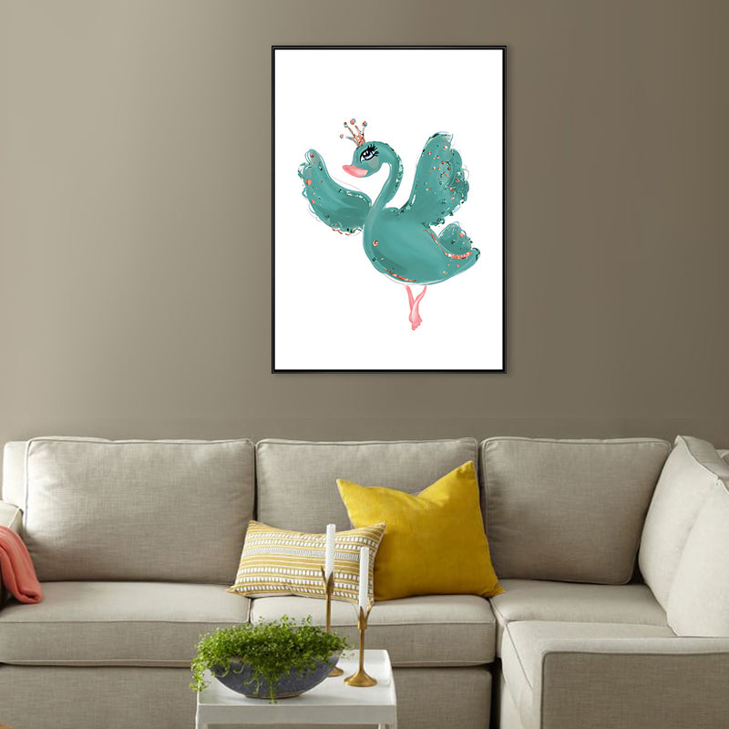 Childrens Art Animal Canvas Print Soft Color Textured Wall Decor for Kids Bedroom Blue Clearhalo 'Art Gallery' 'Canvas Art' 'Kids' Arts' 1707186