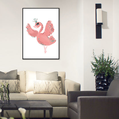 Childrens Art Animal Canvas Print Soft Color Textured Wall Decor for Kids Bedroom Red Clearhalo 'Art Gallery' 'Canvas Art' 'Kids' Arts' 1707190